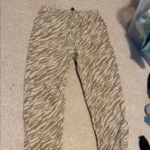 Zebra Print Pants - Tan and Cream